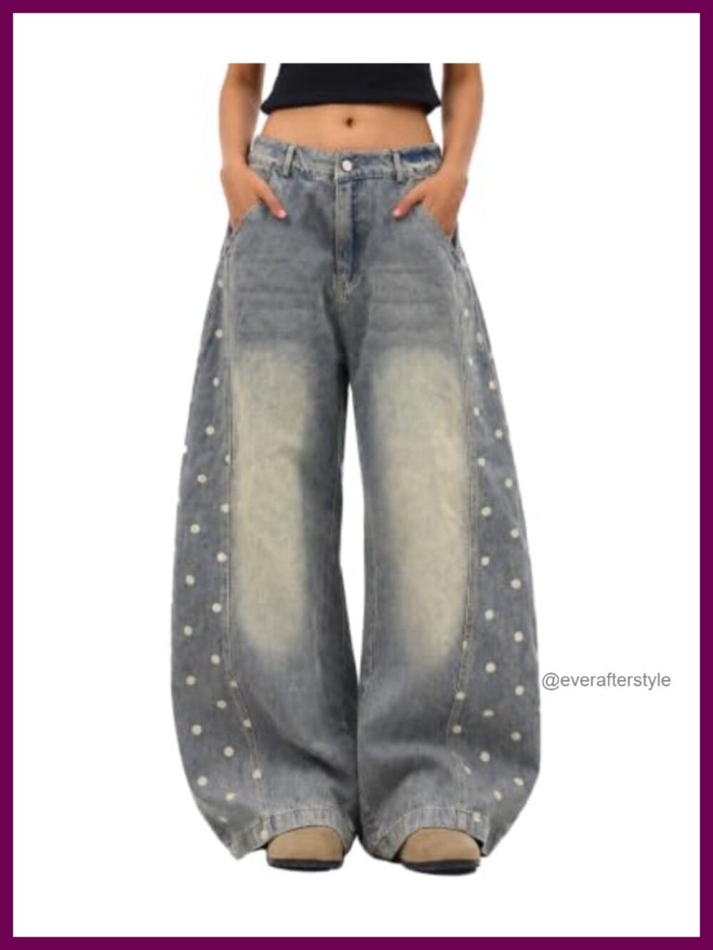 Polka Dot Barrel Jeans Baggy Wide Leg Y2K Streetwear Denim Pants